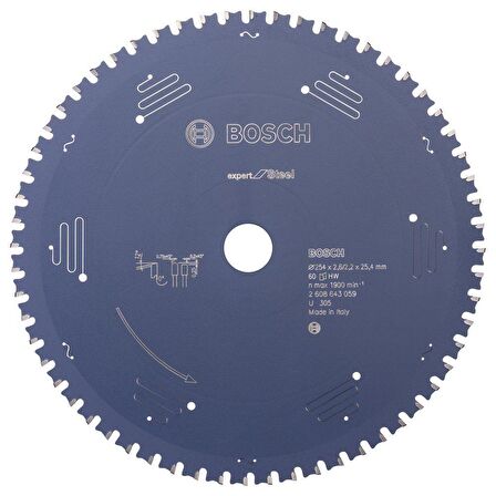 Bosch Elmas 254*25,40 mm 60 Diş Çelik | Metal Testeresi Expert 2608643059